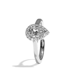 Bague solitaire halo diamant poire or jaune - Amoureuse
