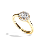 Bague solitaire halo diamant rond or jaune - Amoureuse