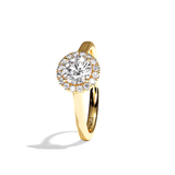 Bague solitaire halo diamant rond or jaune - Amoureuse