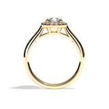 Bague solitaire halo diamant rond or jaune - Amoureuse