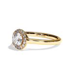 Bague solitaire halo diamant rond or jaune - Amoureuse