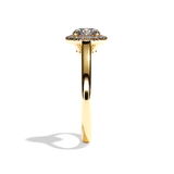Bague solitaire halo diamant rond or jaune - Amoureuse