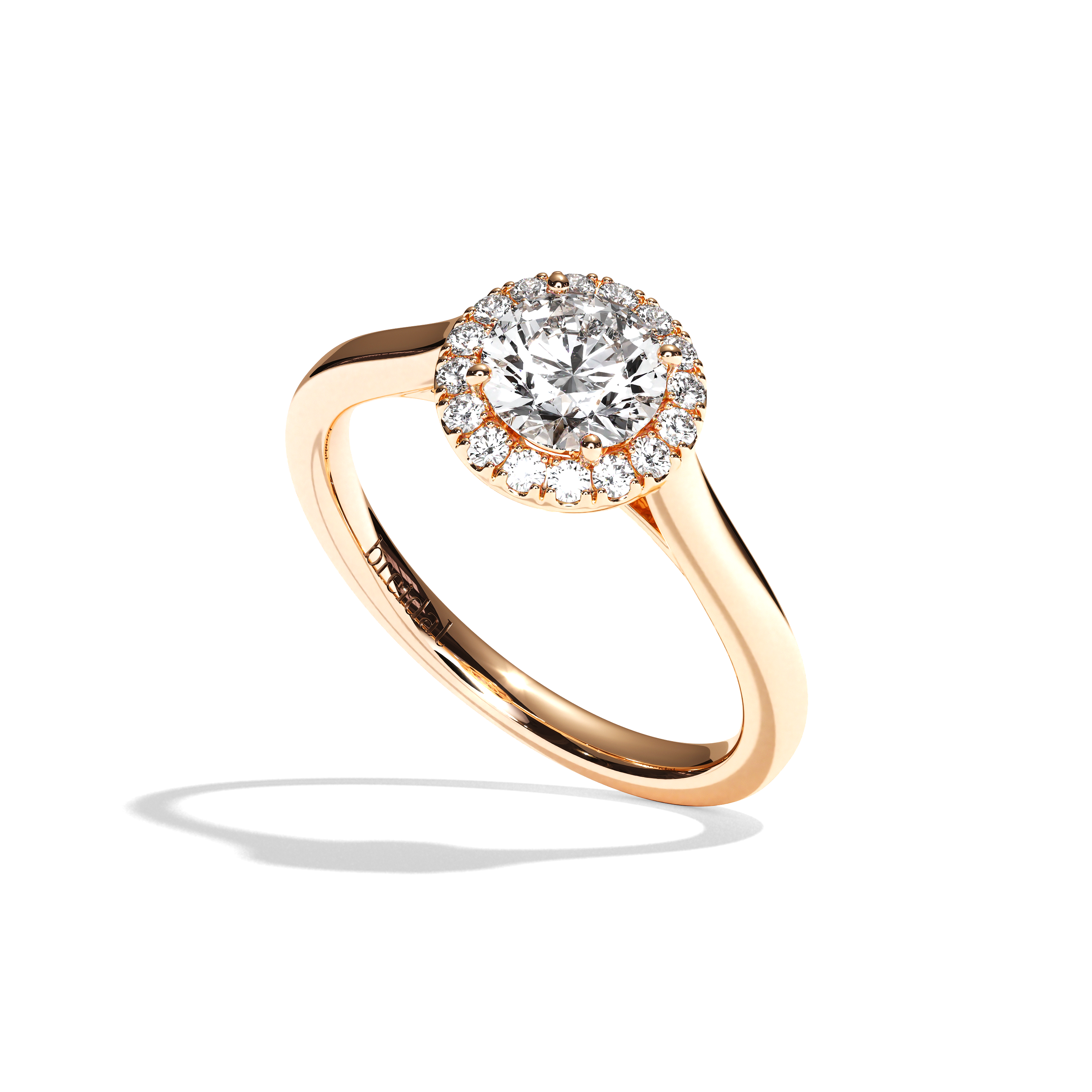 Bague solitaire halo diamant rond or blanc - Amoureuse
