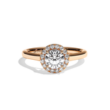 Bague solitaire halo diamant rond or jaune - Amoureuse