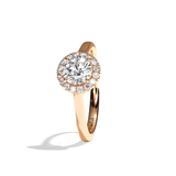 Bague solitaire halo diamant rond or jaune - Amoureuse