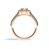 Bague solitaire halo diamant rond or jaune - Amoureuse