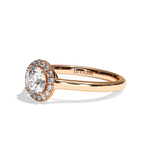 Bague solitaire halo diamant rond or jaune - Amoureuse
