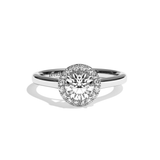 Bague solitaire halo diamant rond or jaune - Amoureuse