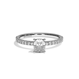 Bague solitaire pavé diamant coussin or blanc - Attentionnée