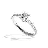 Bague solitaire pavé diamant coussin platine - Naturelle
