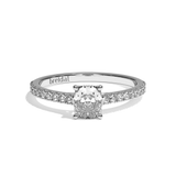 Bague solitaire pavé diamant coussin platine - Naturelle
