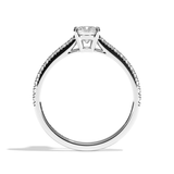 Bague solitaire pavé diamant coussin platine - Naturelle