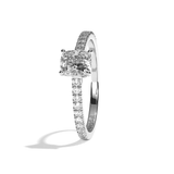 Bague solitaire pavé diamant coussin platine - Naturelle