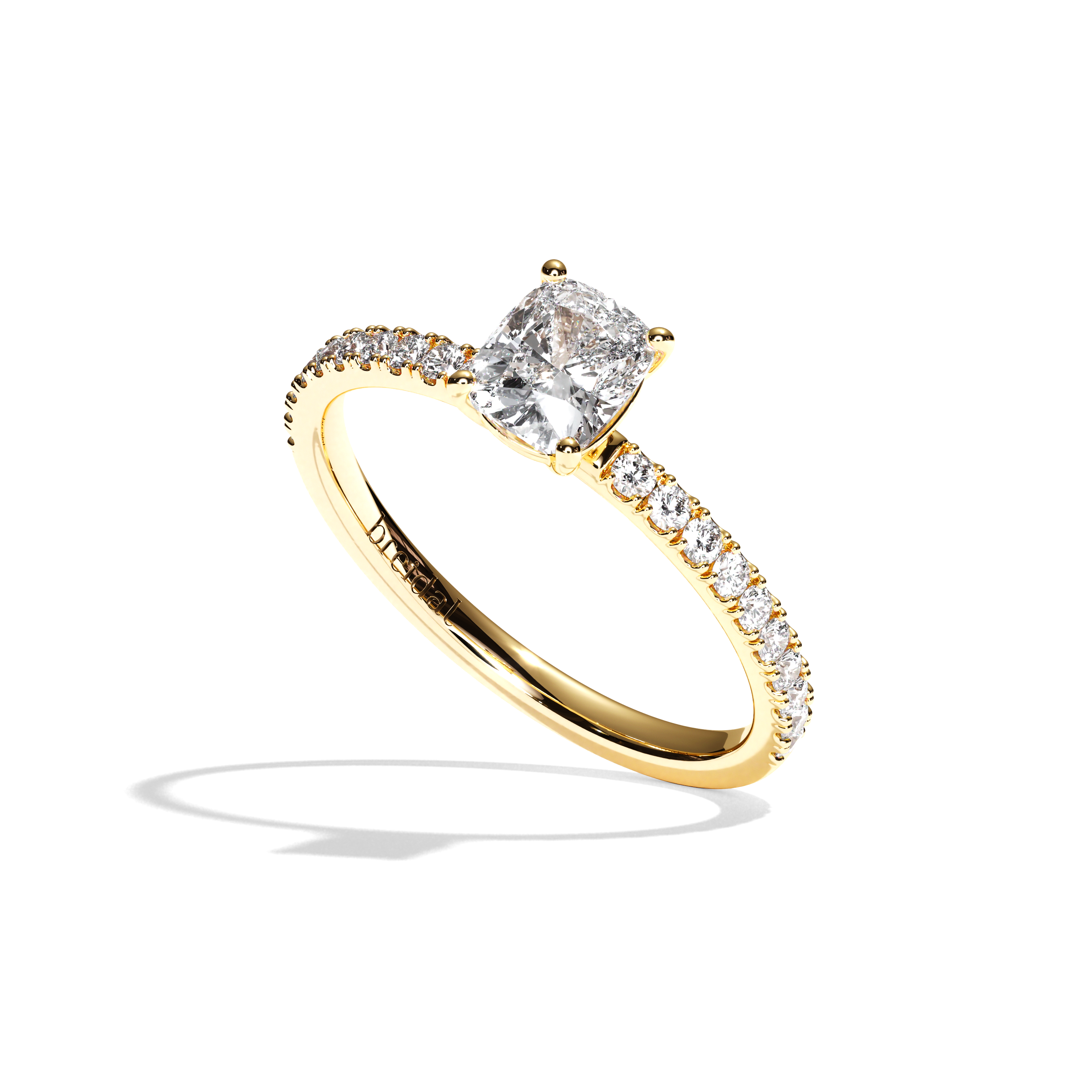 Bague solitaire pavé diamant coussin or blanc - Attentionnée