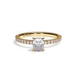 Bague solitaire pavé diamant coussin or blanc - Attentionnée