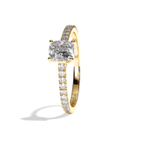 Bague solitaire pavé diamant coussin platine - Naturelle