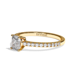 Bague solitaire pavé diamant coussin platine - Naturelle