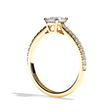 Bague solitaire pavé diamant coussin platine - Naturelle