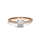 Bague solitaire pavé diamant coussin or blanc - Attentionnée
