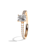 Bague solitaire pavé diamant coussin or blanc - Attentionnée