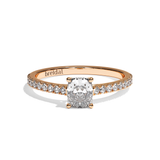 Bague solitaire pavé diamant coussin platine - Naturelle