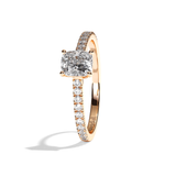 Bague solitaire pavé diamant coussin platine - Naturelle