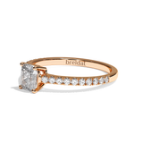 Bague solitaire pavé diamant coussin platine - Naturelle