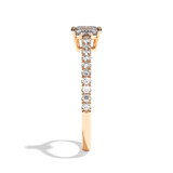 Bague solitaire pavé diamant coussin platine - Naturelle