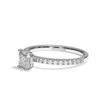 Bague solitaire pavé diamant coussin or blanc - Attentionnée