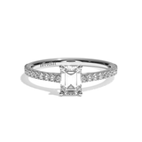 Bague solitaire pavé diamant émeraude or blanc - Naturelle