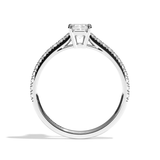 Bague solitaire pavé diamant émeraude or blanc - Naturelle