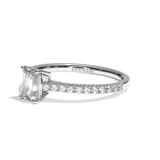Bague solitaire pavé diamant émeraude or blanc - Naturelle