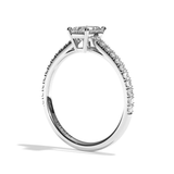 Bague solitaire pavé diamant émeraude or blanc - Naturelle