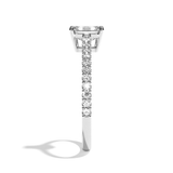 Bague solitaire pavé diamant émeraude or blanc - Naturelle