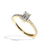 Bague solitaire pavé diamant émeraude or blanc - Naturelle