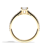 Bague solitaire pavé diamant émeraude or blanc - Naturelle