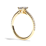 Bague solitaire pavé diamant émeraude or blanc - Naturelle