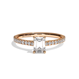 Bague solitaire pavé diamant émeraude or blanc - Naturelle