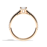 Bague solitaire pavé diamant émeraude or blanc - Naturelle