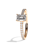 Bague solitaire pavé diamant émeraude or blanc - Naturelle