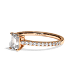 Bague solitaire pavé diamant émeraude or blanc - Naturelle