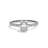 Bague solitaire pavé diamant oval platine - Attentionnée