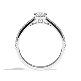 Bague solitaire pavé diamant oval or blanc - Naturelle