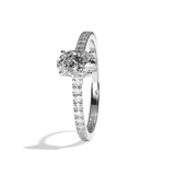 Bague solitaire pavé diamant oval or blanc - Naturelle