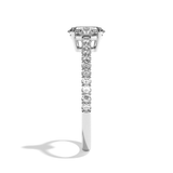 Bague solitaire pavé diamant oval or blanc - Naturelle