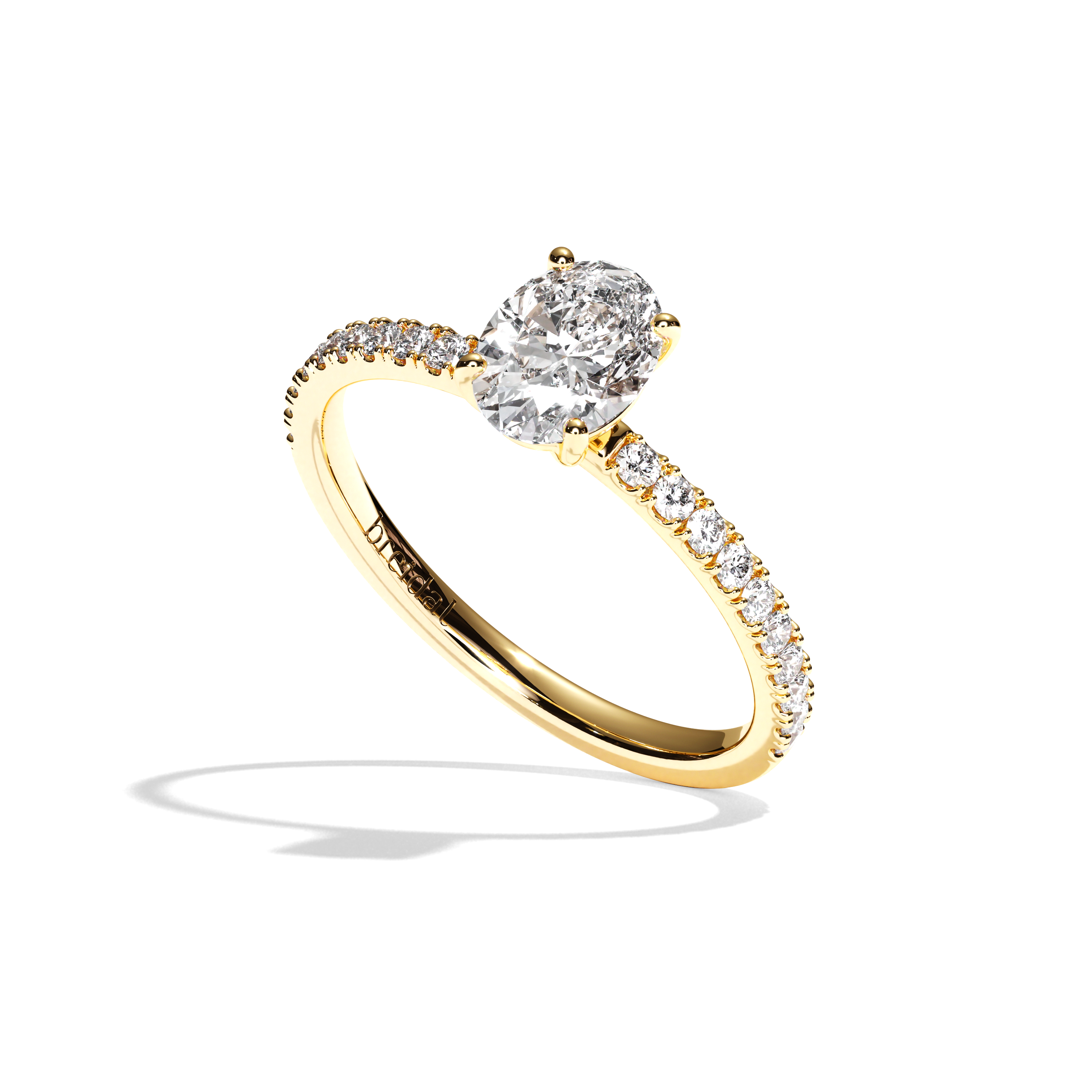 Bague solitaire pavé diamant oval or blanc - Attentionnée