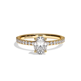 Bague solitaire pavé diamant oval platine - Attentionnée