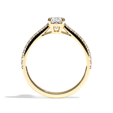 Bague solitaire pavé diamant oval or blanc - Naturelle