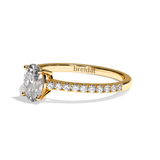 Bague solitaire pavé diamant oval or blanc - Naturelle