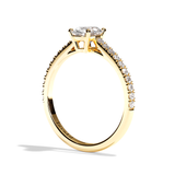 Bague solitaire pavé diamant oval or blanc - Naturelle